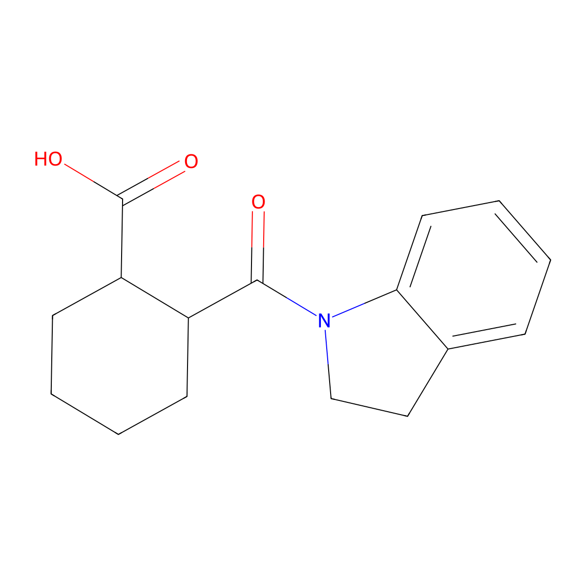 (1R,2S)-2-(2,3-dihydroindole-1-carbonyl)cyclohexane-1-carboxylic acid molecular structure, CAS 1218230-39-7