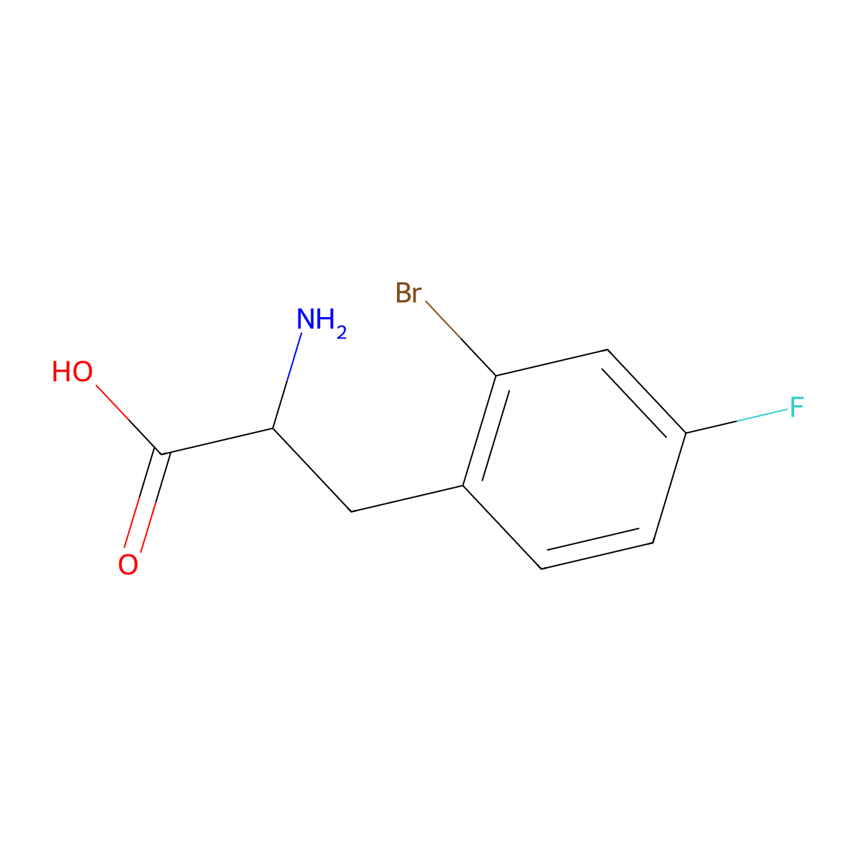 2-Amino-3-(2-bromo-4-fluorophenyl)propanoic acid molecular structure, CAS 1218236-90-8