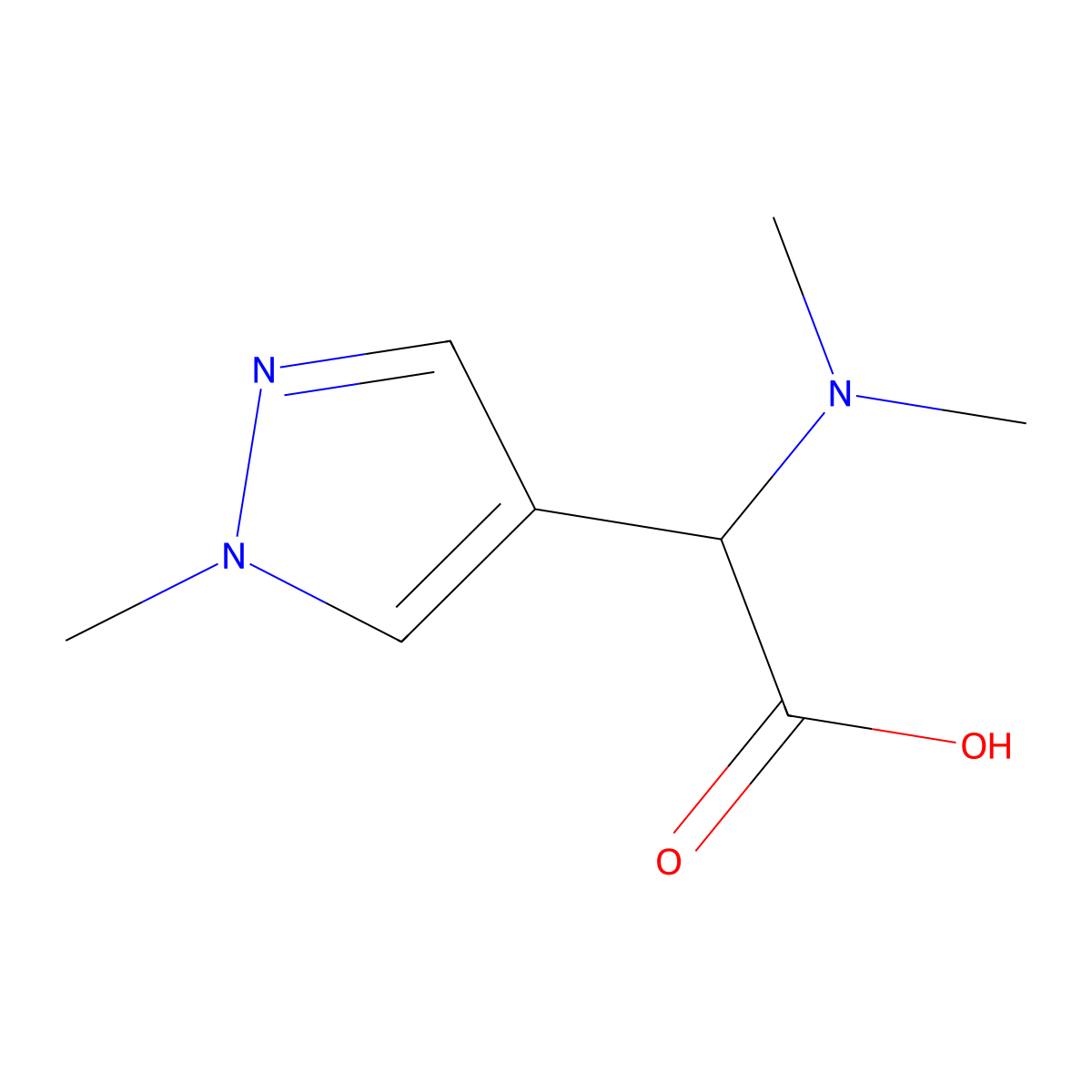 2-(Dimethylamino)-2-(1-methyl-1H-pyrazol-4-yl)acetic acid molecular structure, CAS 1218240-85-7