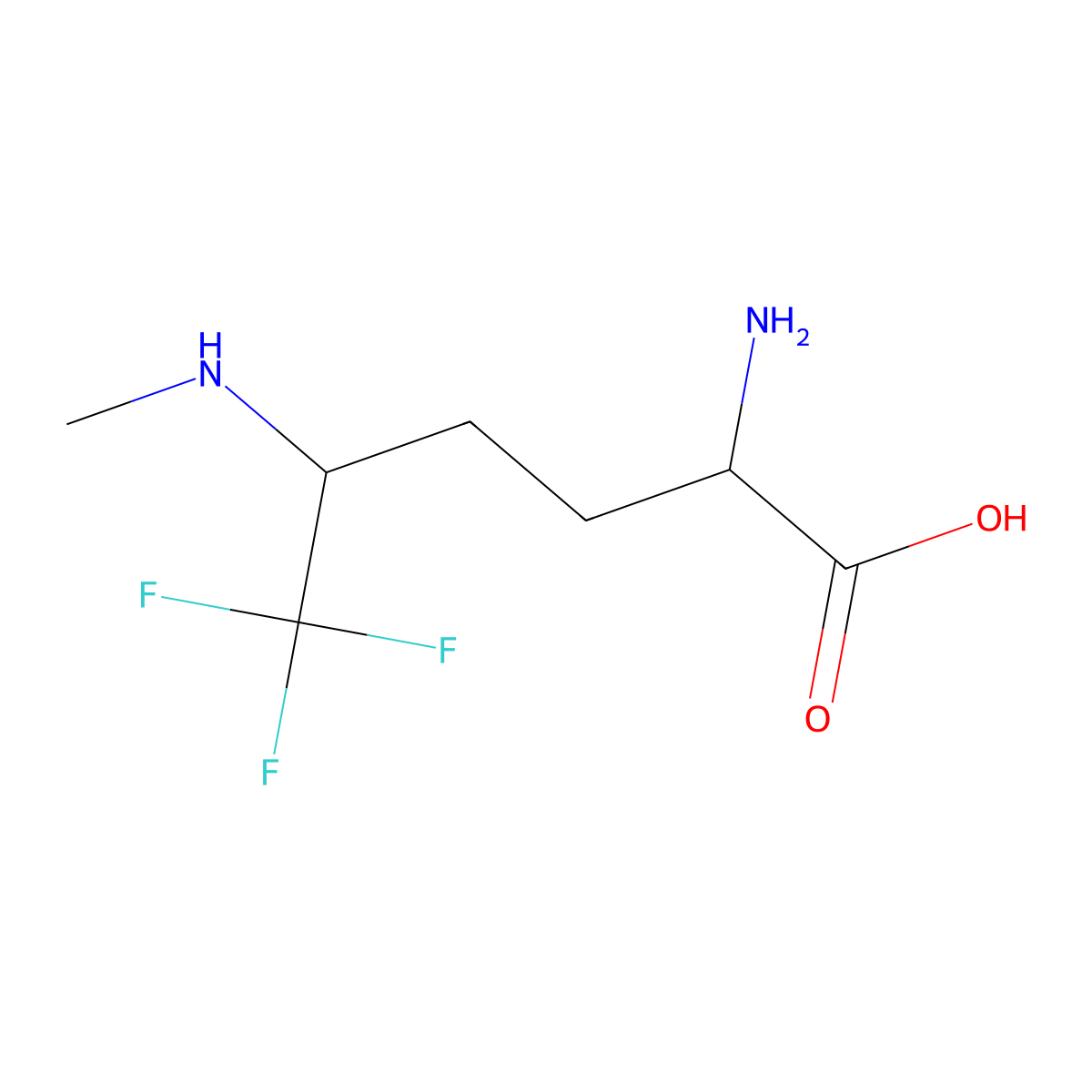 2-Amino-6,6,6-trifluoro-5-(methylamino)hexanoic acid molecular structure, CAS 1218240-91-5