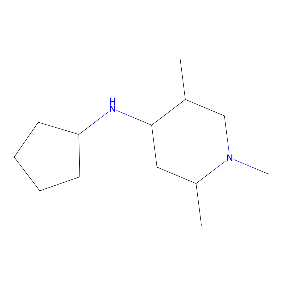 N-cyclopentyl-1,2,5-trimethylpiperidin-4-amine molecular structure, CAS 1218243-08-3