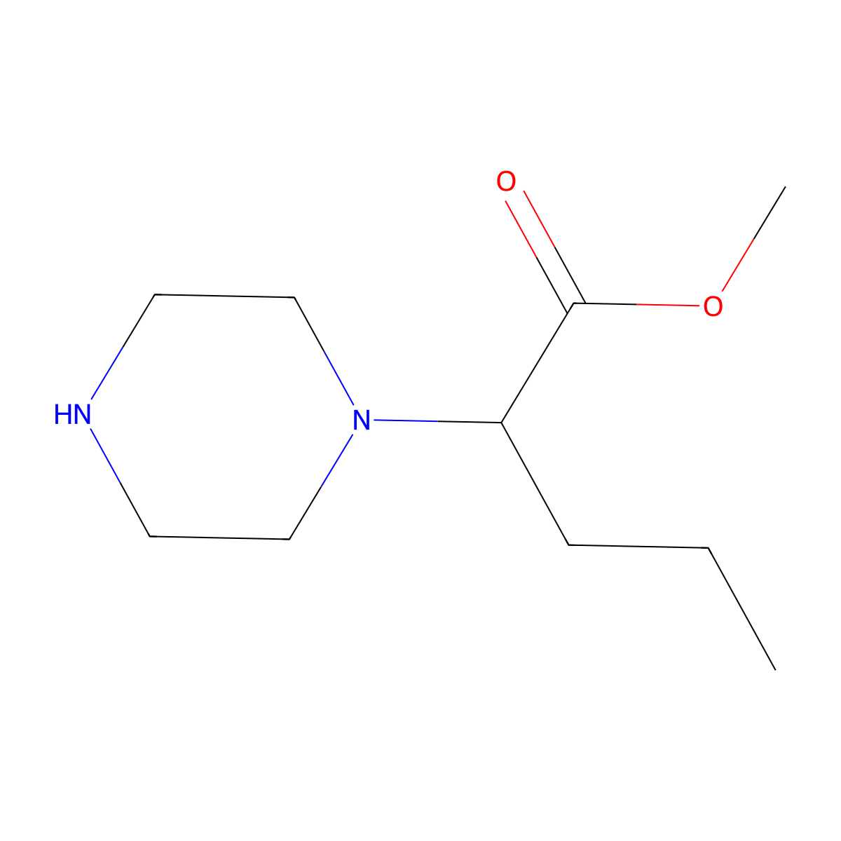 Methyl 2-(piperazin-1-yl)pentanoate molecular structure, CAS 1218245-10-3
