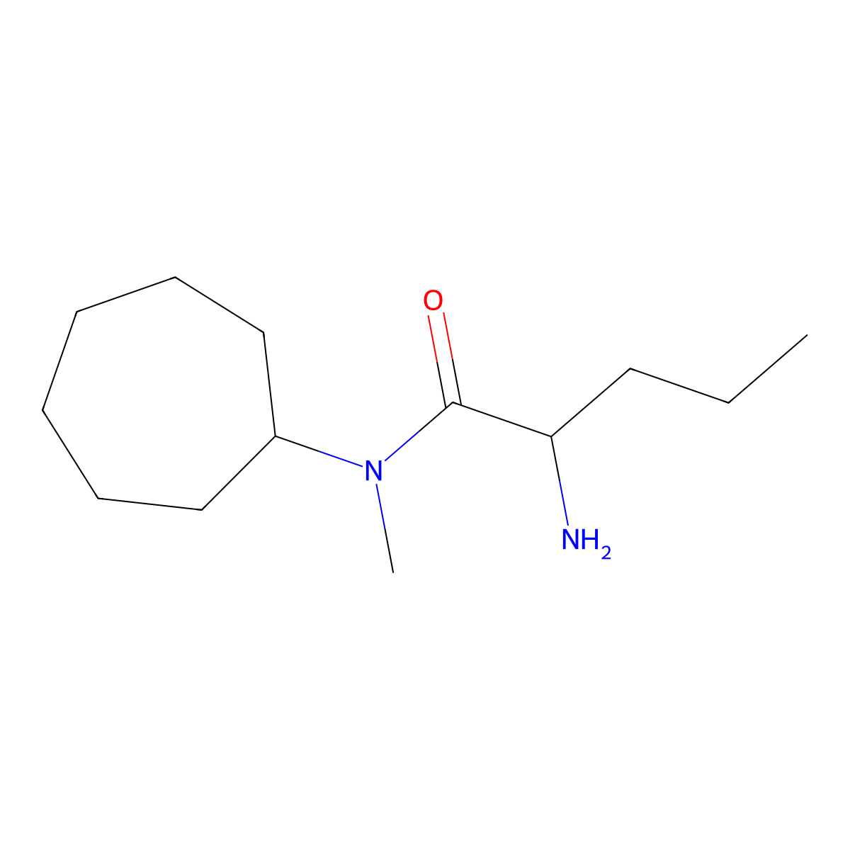 2-amino-N-cycloheptyl-N-methylpentanamide molecular structure, CAS 1218247-09-6