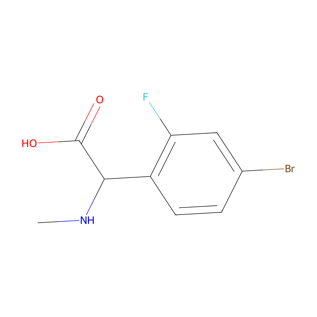 2-(4-Bromo-2-fluorophenyl)-2-(methylamino)acetic acid molecular structure, CAS 1218251-44-5