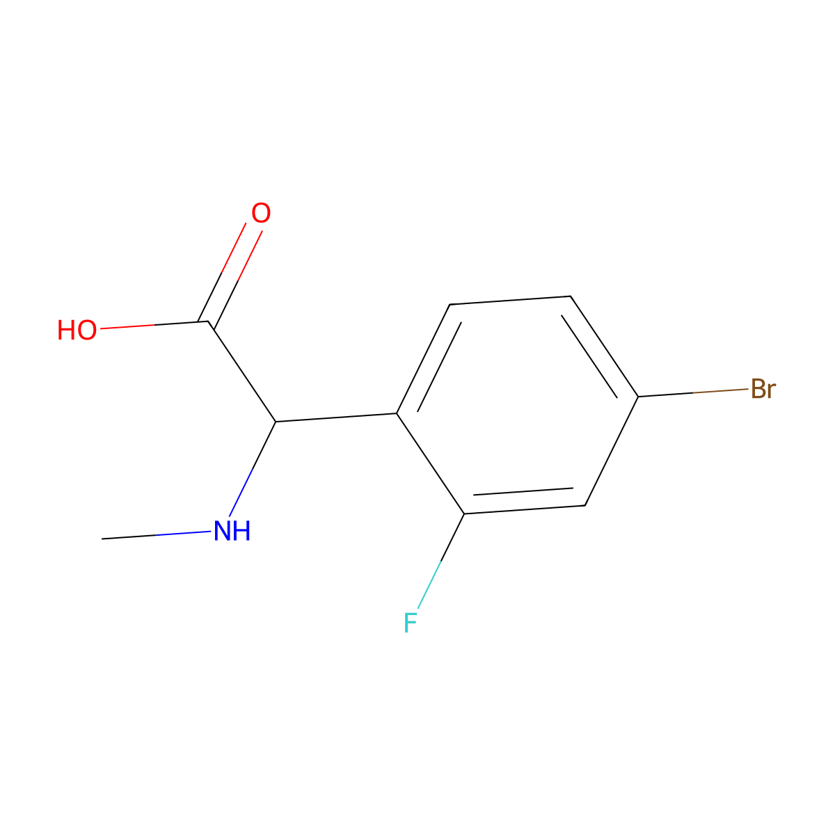 2-(4-Bromo-2-fluorophenyl)-2-(methylamino)acetic acid molecular structure, CAS 1218251-44-5