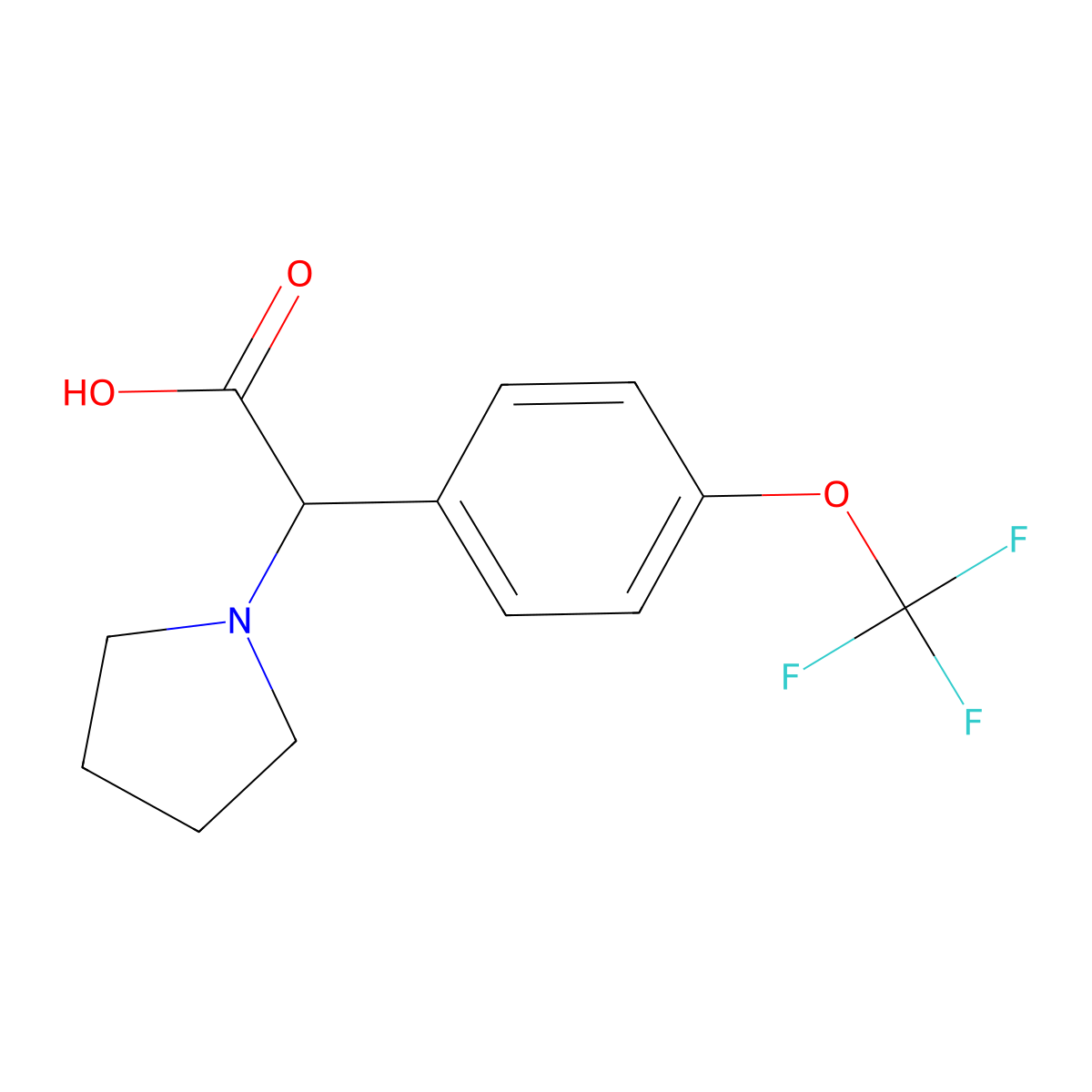 2-(Pyrrolidin-1-yl)-2-(4-(trifluoromethoxy)phenyl)acetic acid molecular structure, CAS 1218262-63-5