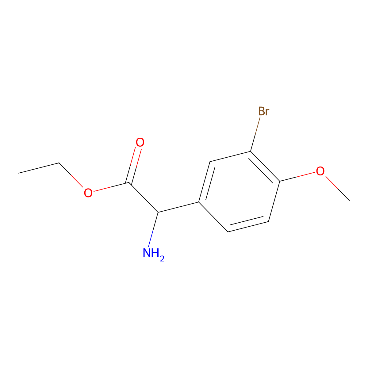 Ethyl 2-amino-2-(3-bromo-4-methoxyphenyl)acetate molecular structure, CAS 1218269-19-2