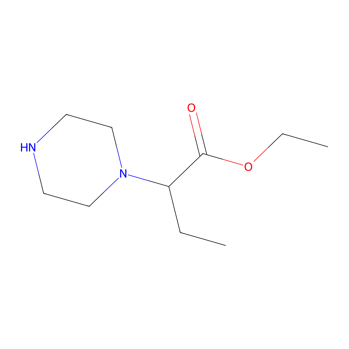 Ethyl 2-(piperazin-1-yl)butanoate molecular structure, CAS 1218270-51-9