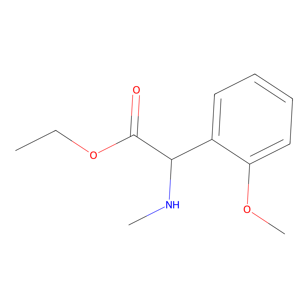 Ethyl 2-(2-methoxyphenyl)-2-(methylamino)acetate molecular structure, CAS 1218273-34-7