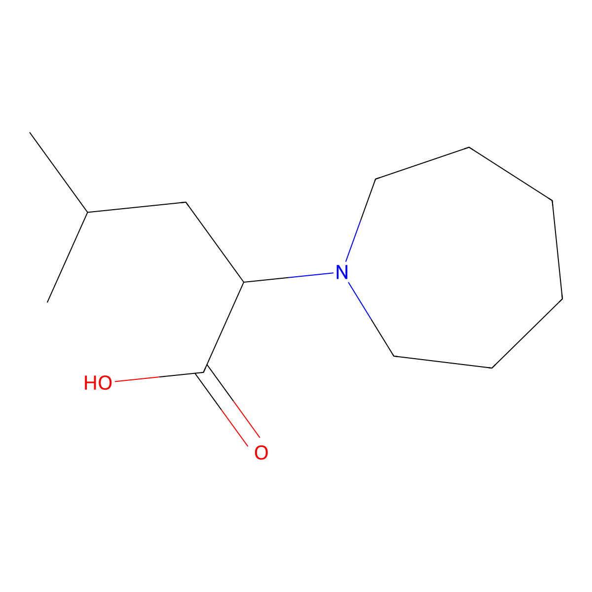 2-(Azepan-1-yl)-4-methylpentanoic acid molecular structure, CAS 1218273-60-9