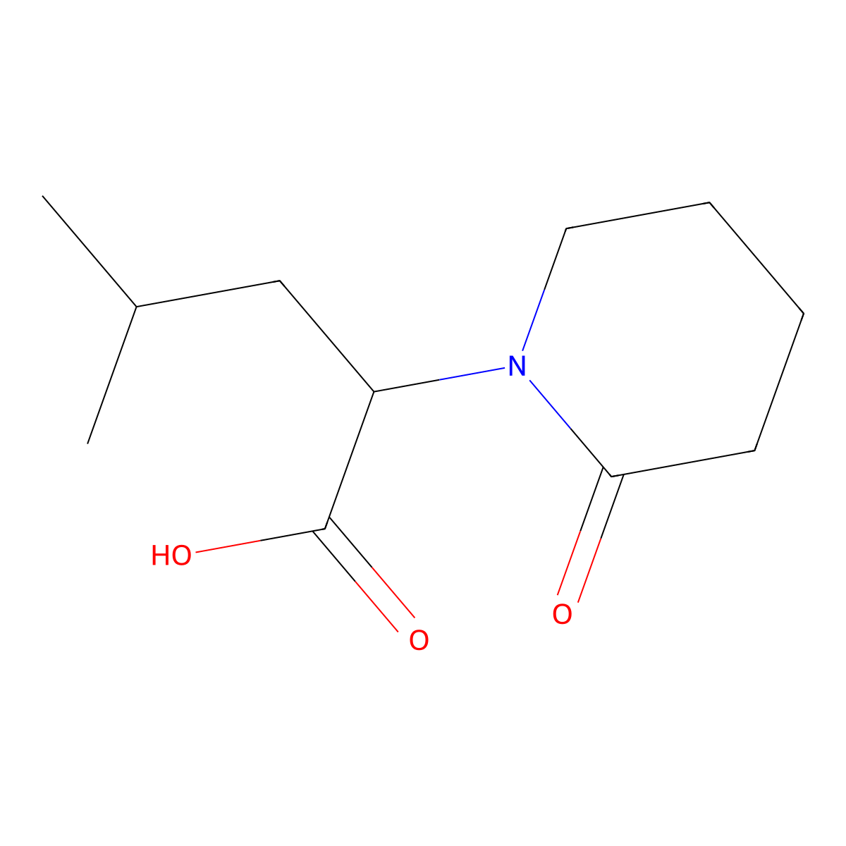 4-Methyl-2-(2-oxopiperidin-1-yl)pentanoic acid molecular structure, CAS 1218277-57-6