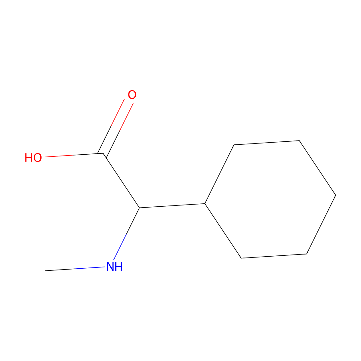 2-Cyclohexyl-2-(methylamino)acetic acid molecular structure, CAS 1218286-14-6