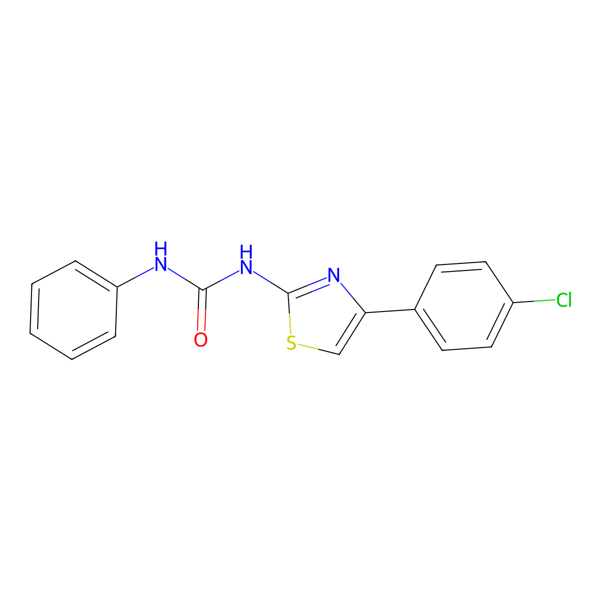 N-(4-(4-Chlorophenyl)-2-thiazolyl)-N'-phenylurea molecular structure, CAS 121829-02-5