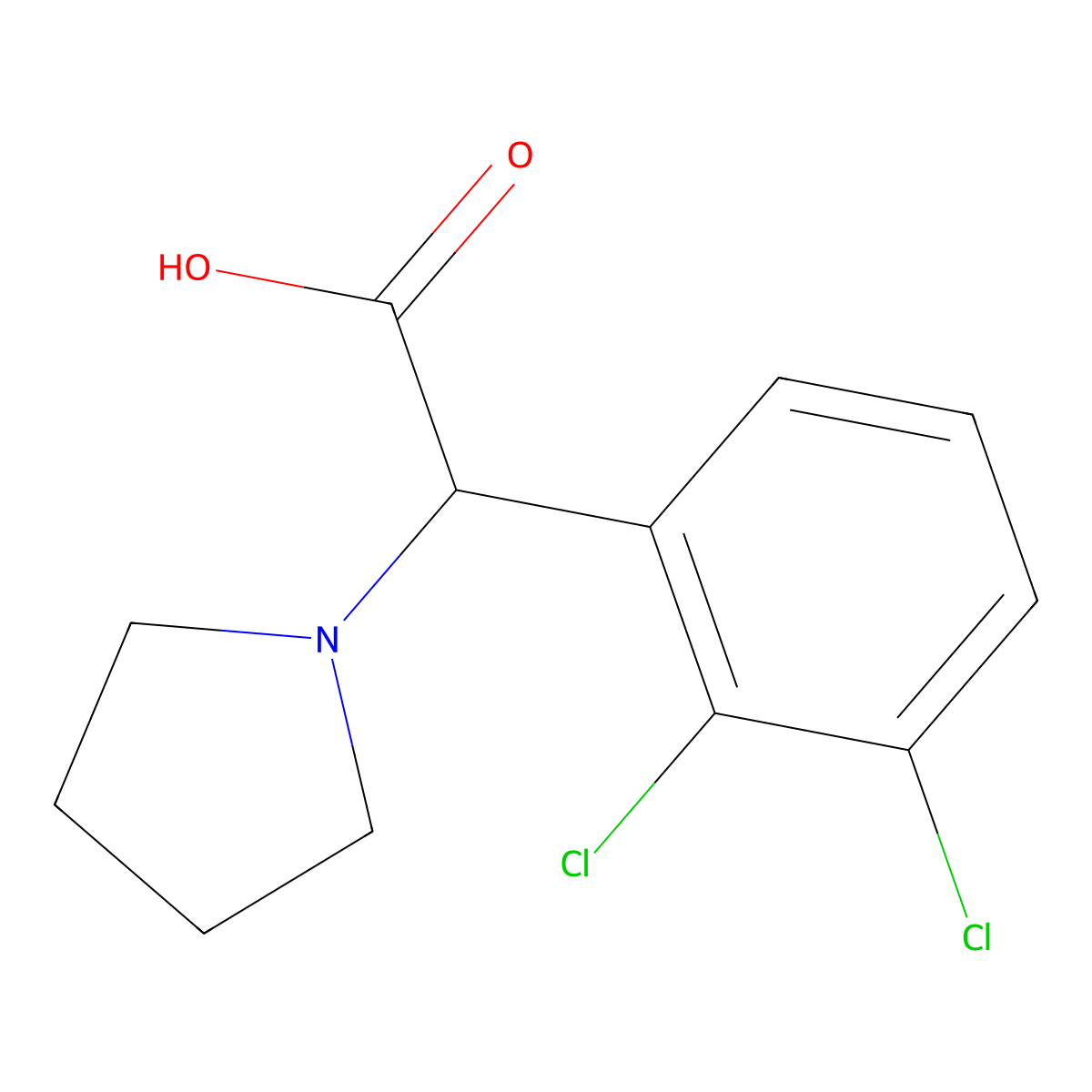 2-(2,3-Dichlorophenyl)-2-(pyrrolidin-1-yl)acetic acid molecular structure, CAS 1218290-60-8
