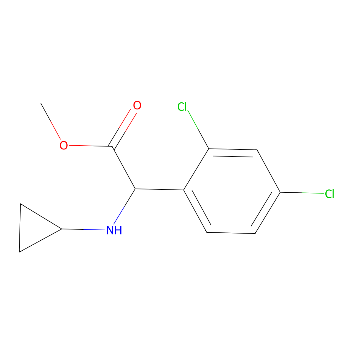 Methyl 2-(cyclopropylamino)-2-(2,4-dichlorophenyl)acetate molecular structure, CAS 1218291-18-9
