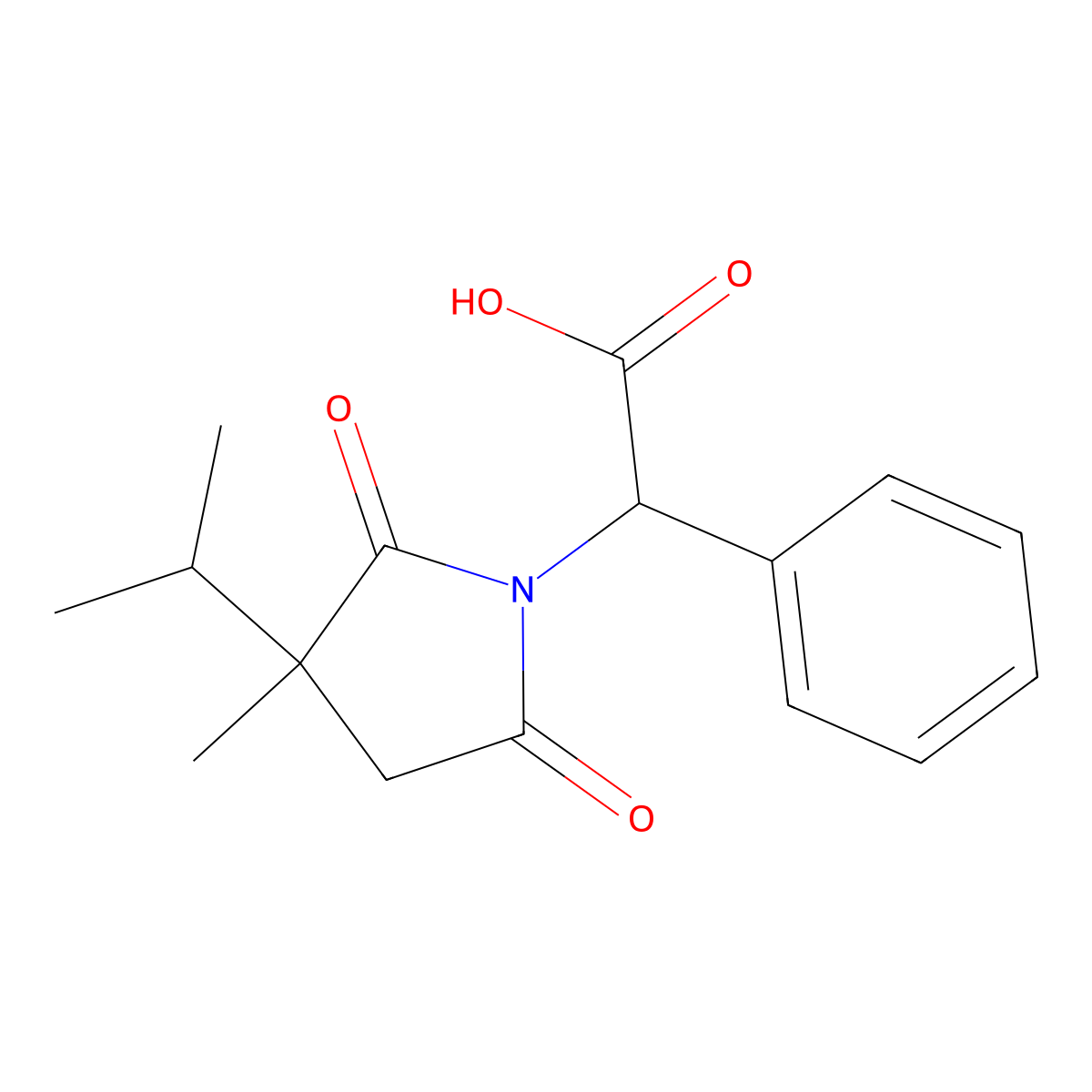 2-[3-Methyl-2,5-dioxo-3-(propan-2-yl)pyrrolidin-1-yl]-2-phenylacetic acid molecular structure, CAS 1218298-21-5