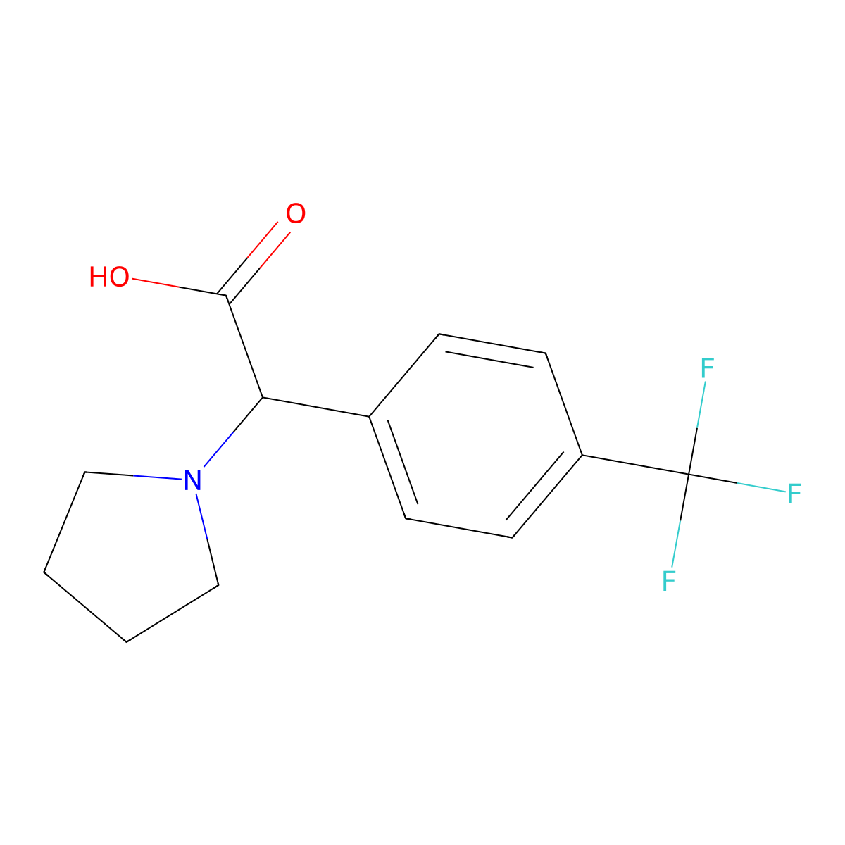 2-(Pyrrolidin-1-yl)-2-(4-(trifluoromethyl)phenyl)acetic acid molecular structure, CAS 1218299-26-3
