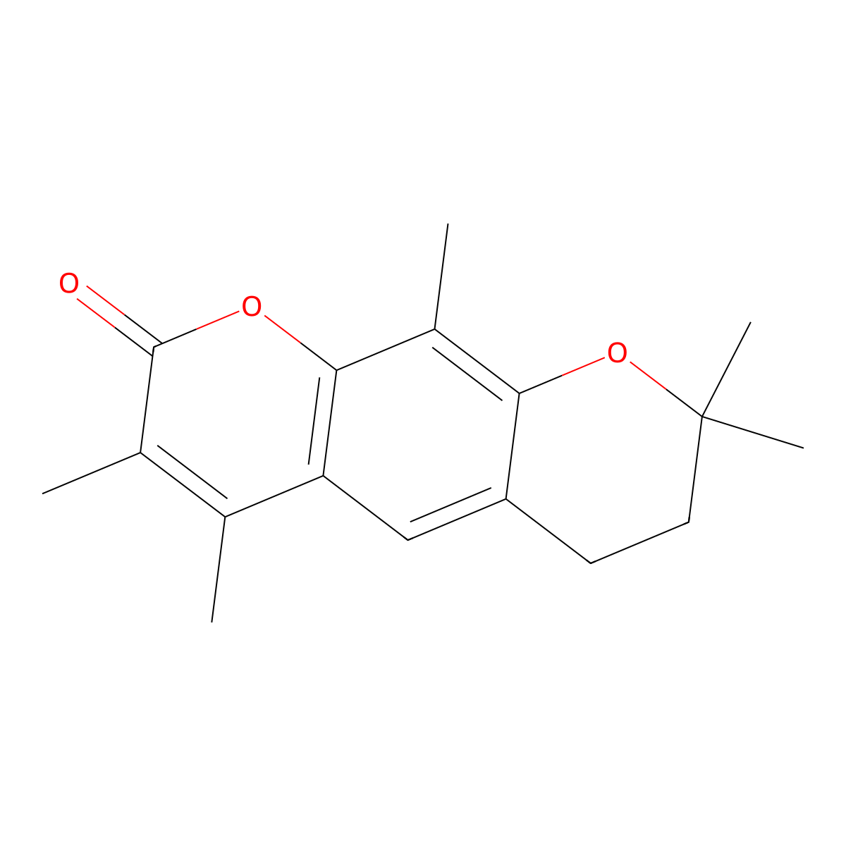 3,4,8,8,10-pentamethyl-7,8-dihydro-2H,6H-pyrano[3,2-g]chromen-2-one molecular structure, CAS 121830-17-9