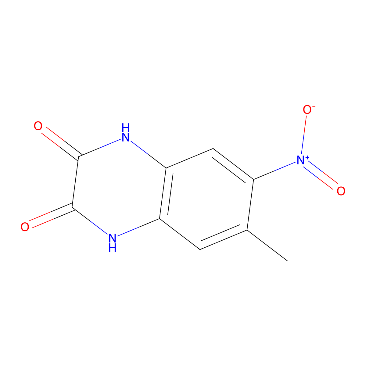 6-Methyl-7-nitro-1,2,3,4-tetrahydroquinoxaline-2,3-dione molecular structure, CAS 121830-24-8