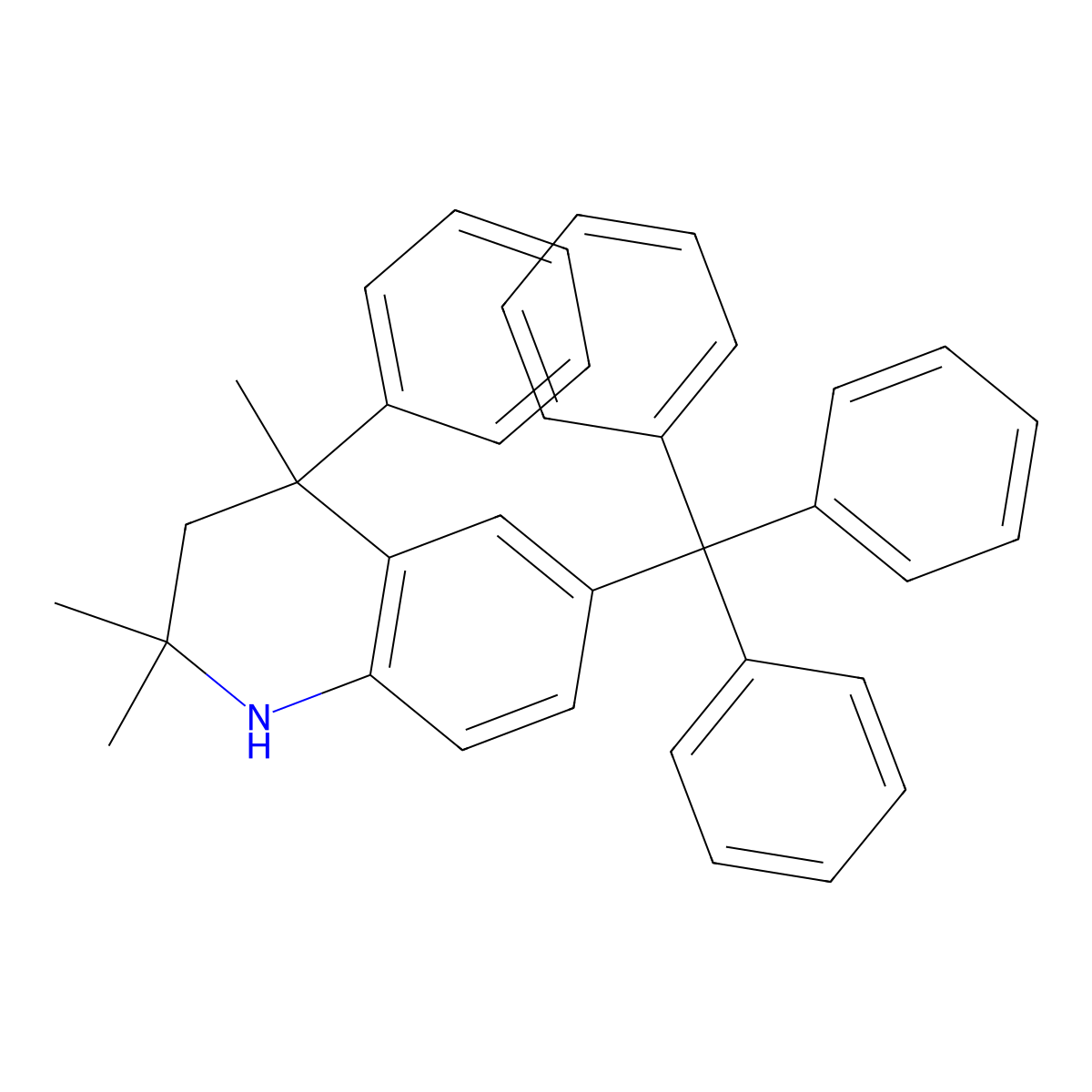 2,2,4-Trimethyl-4-phenyl-6-trityl-1,2,3,4-tetrahydro-quinoline molecular structure, CAS 121830-51-1