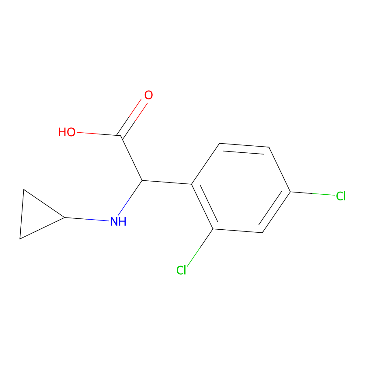 2-(Cyclopropylamino)-2-(2,4-dichlorophenyl)acetic acid molecular structure, CAS 1218305-26-0