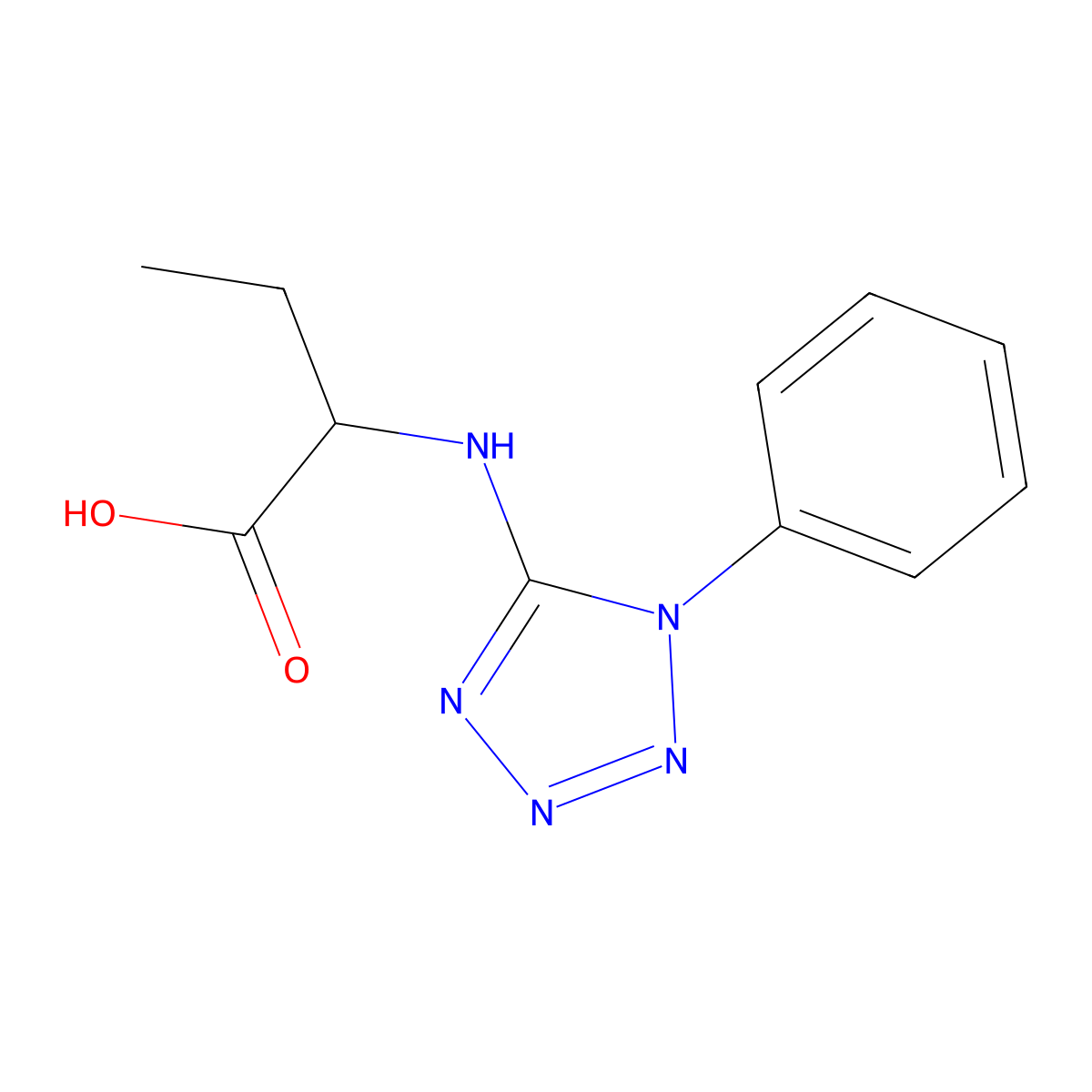 2-[(1-phenyl-1H-1,2,3,4-tetrazol-5-yl)amino]butanoic acid molecular structure, CAS 1218314-52-3