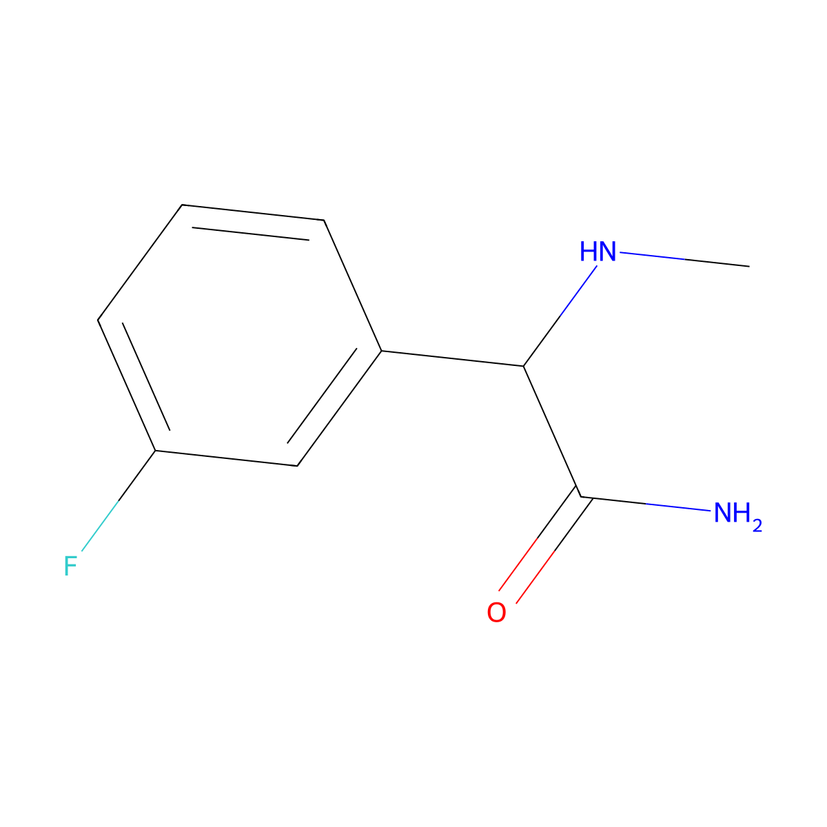 2-(3-Fluorophenyl)-2-(methylamino)acetamide molecular structure, CAS 1218316-27-8