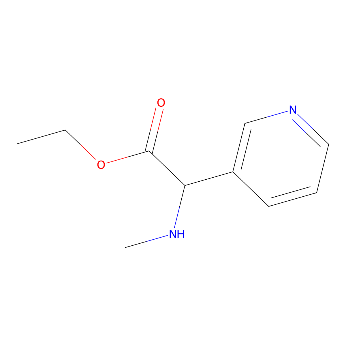 Ethyl 2-(methylamino)-2-(pyridin-3-yl)acetate molecular structure, CAS 1218330-92-7