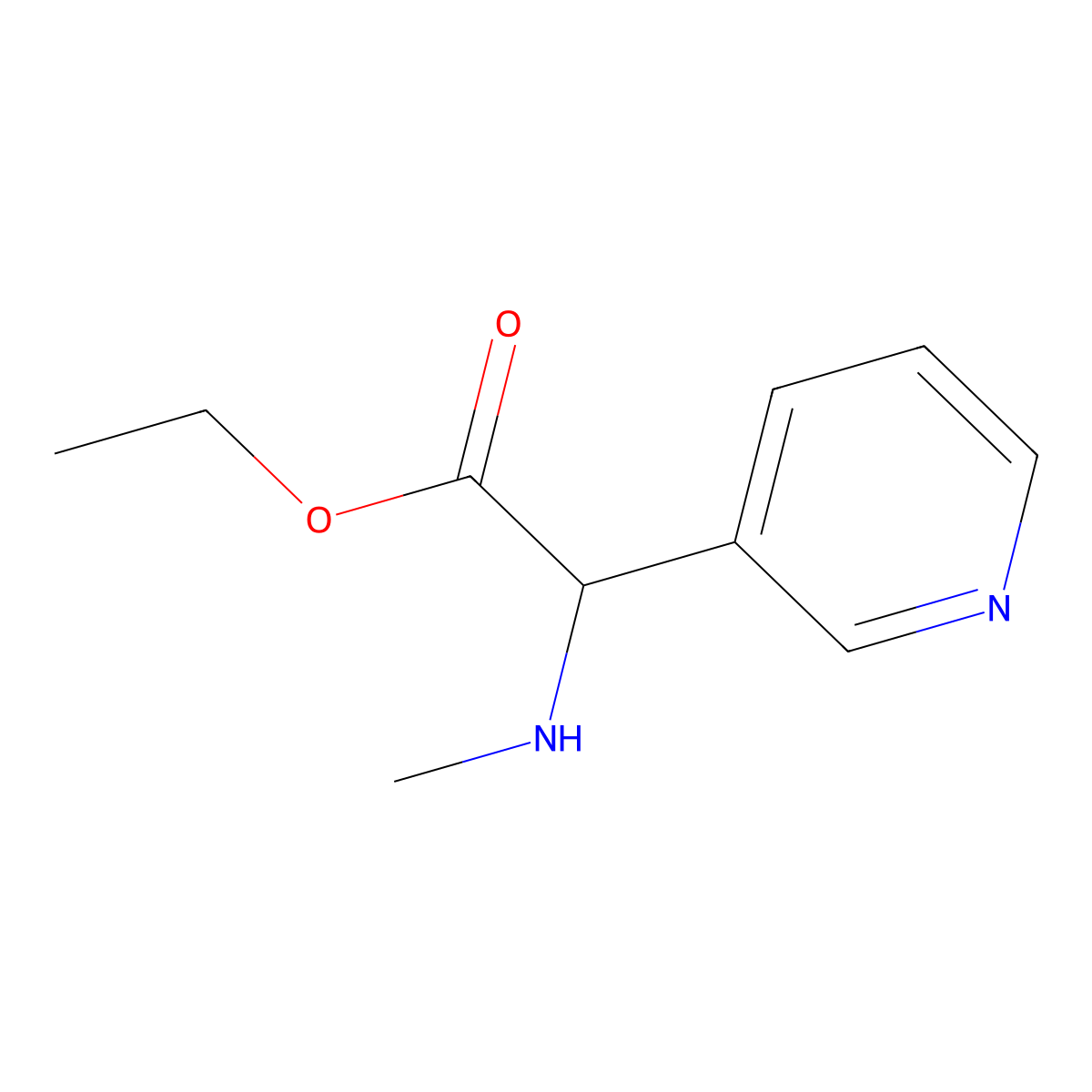 Ethyl 2-(methylamino)-2-(pyridin-3-yl)acetate molecular structure, CAS 1218330-92-7