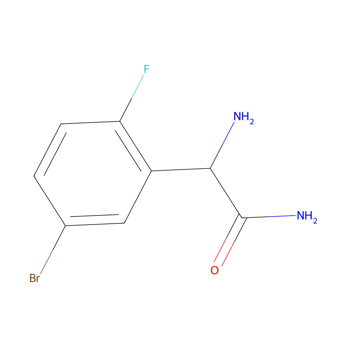 2-Amino-2-(5-bromo-2-fluorophenyl)acetamide molecular structure, CAS 1218332-59-2