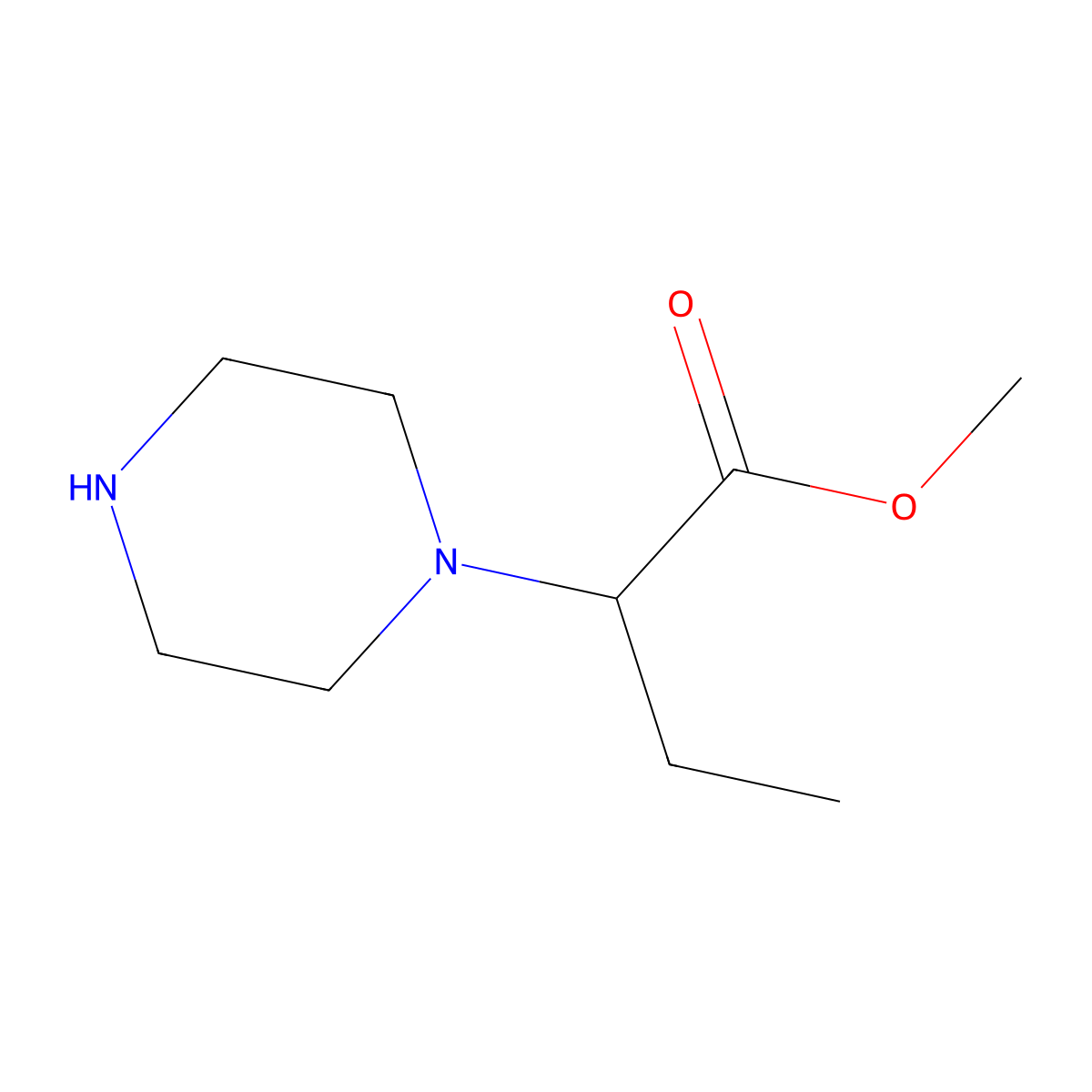 Methyl 2-(piperazin-1-yl)butanoate molecular structure, CAS 1218333-65-3