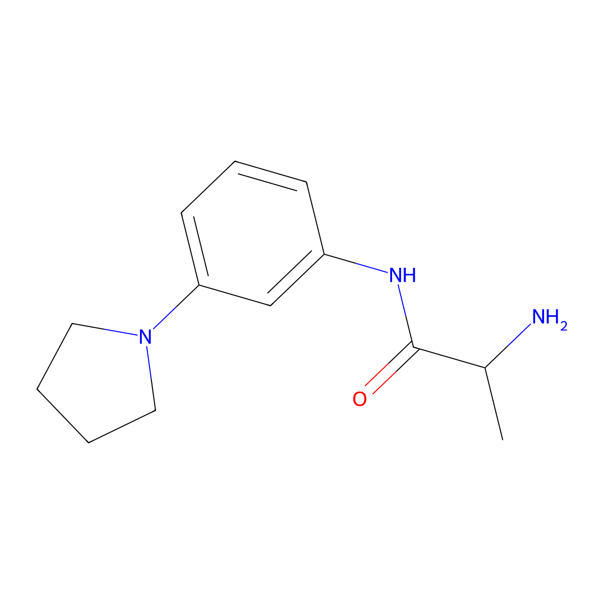2-amino-N-[3-(pyrrolidin-1-yl)phenyl]propanamide molecular structure, CAS 1218334-66-7