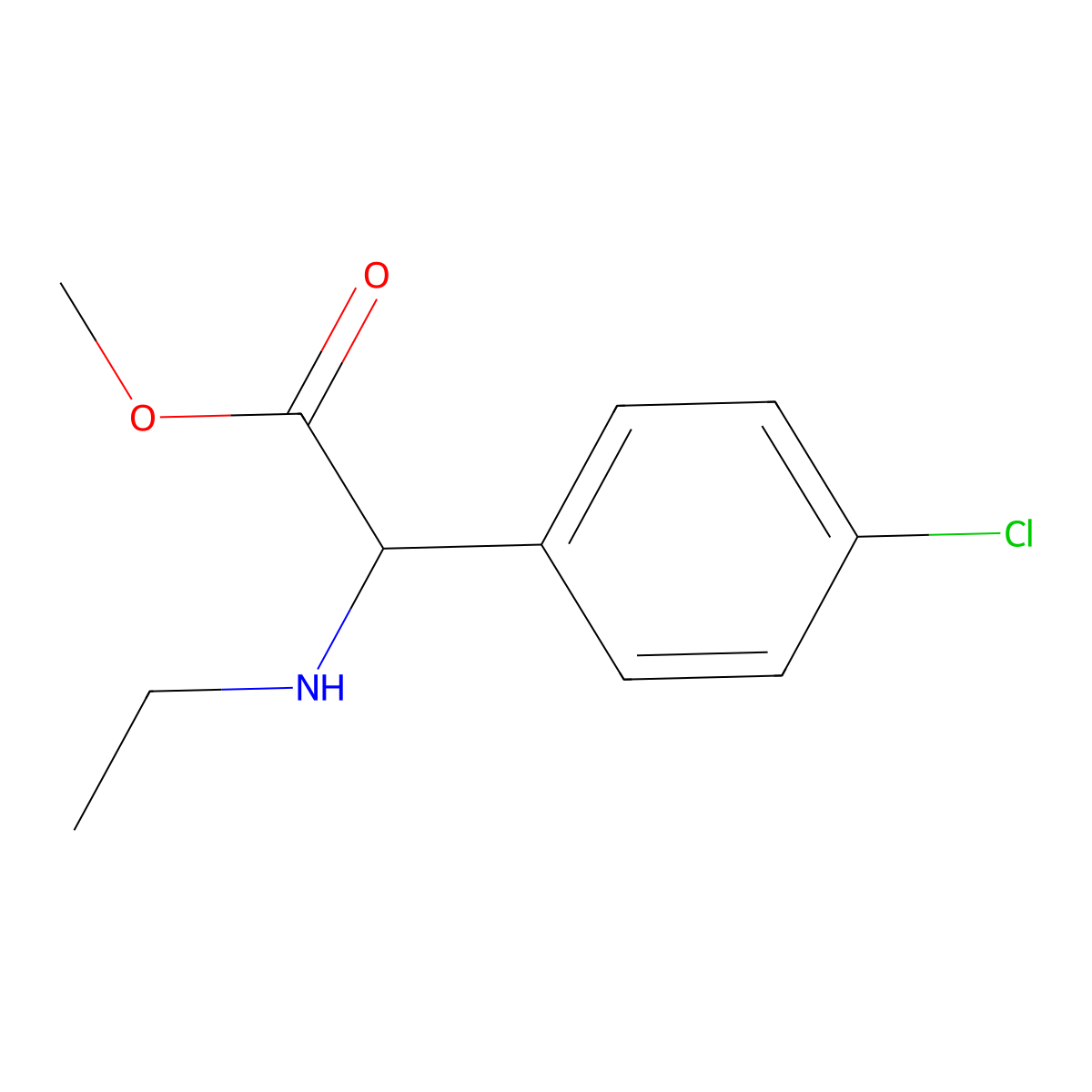 Methyl 2-(4-chlorophenyl)-2-(ethylamino)acetate molecular structure, CAS 1218339-60-6