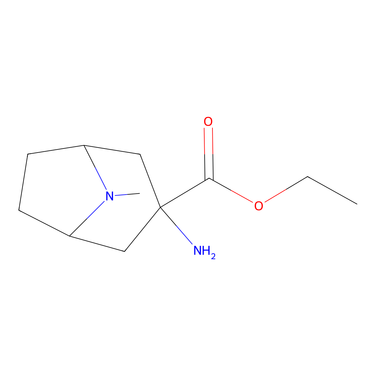 Ethyl 3-amino-8-methyl-8-azabicyclo[3.2.1]octane-3-carboxylate molecular structure, CAS 1218352-79-4