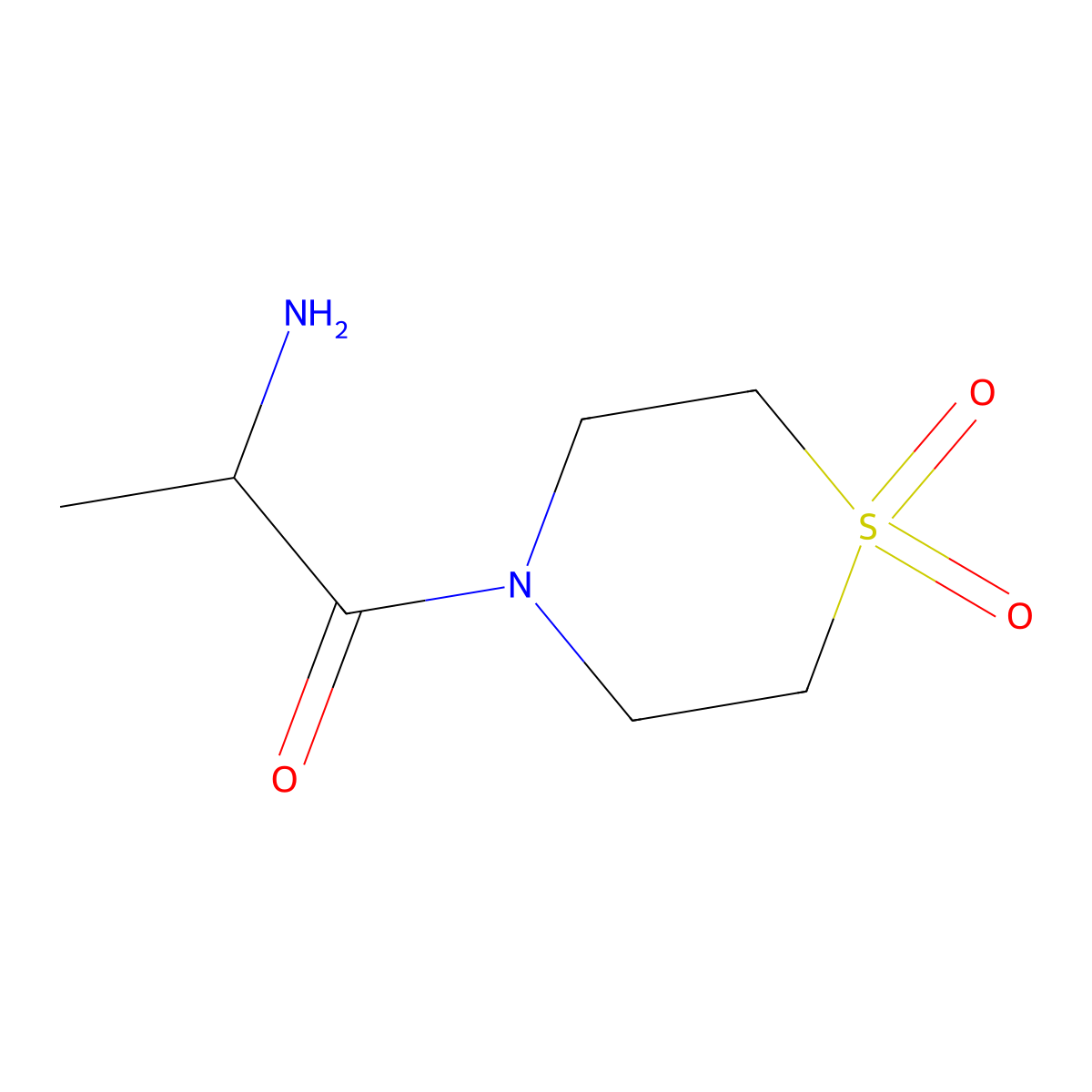 4-(2-Aminopropanoyl)-1lambda6-thiomorpholine-1,1-dione molecular structure, CAS 1218369-88-0