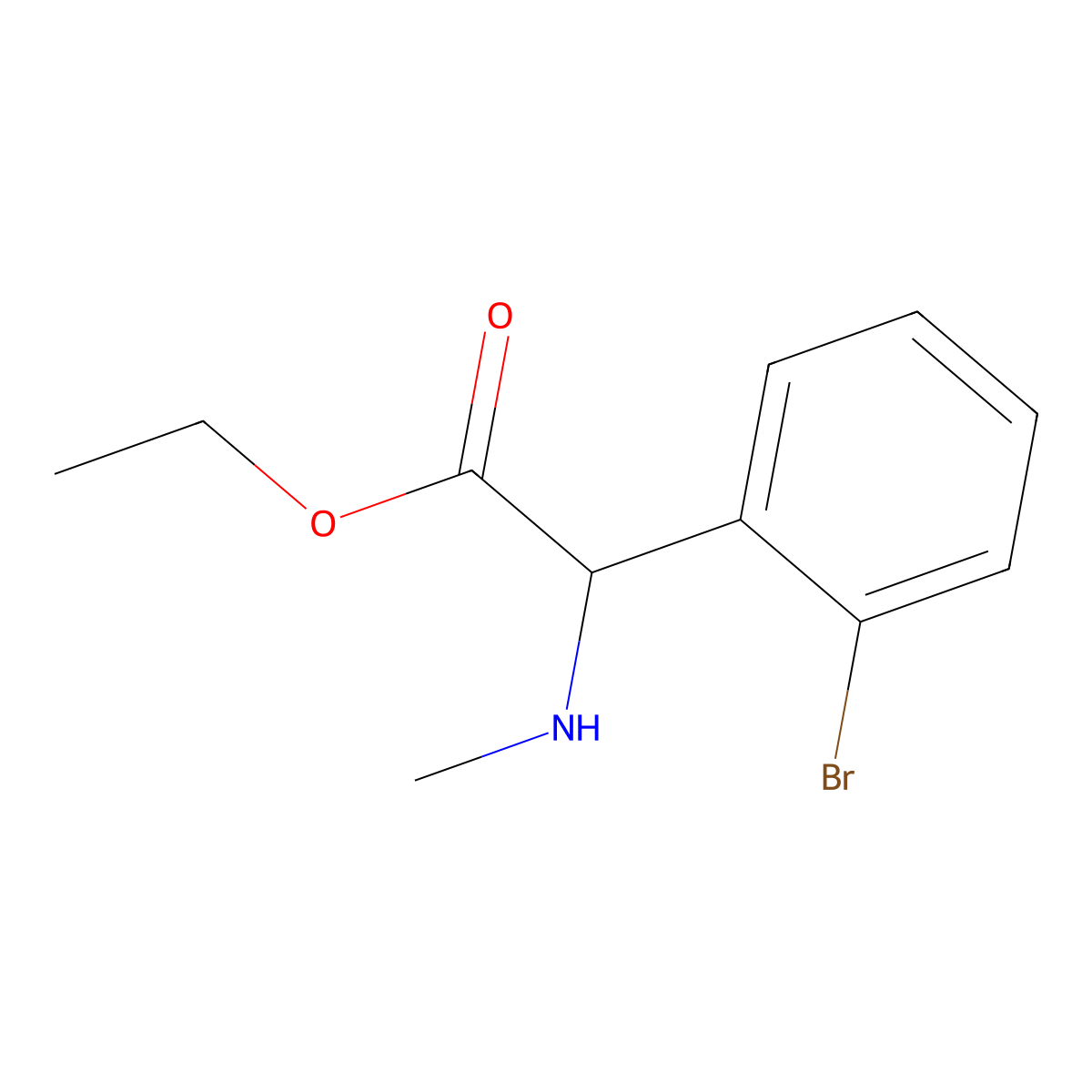 Ethyl 2-(2-bromophenyl)-2-(methylamino)acetate molecular structure, CAS 1218379-66-8