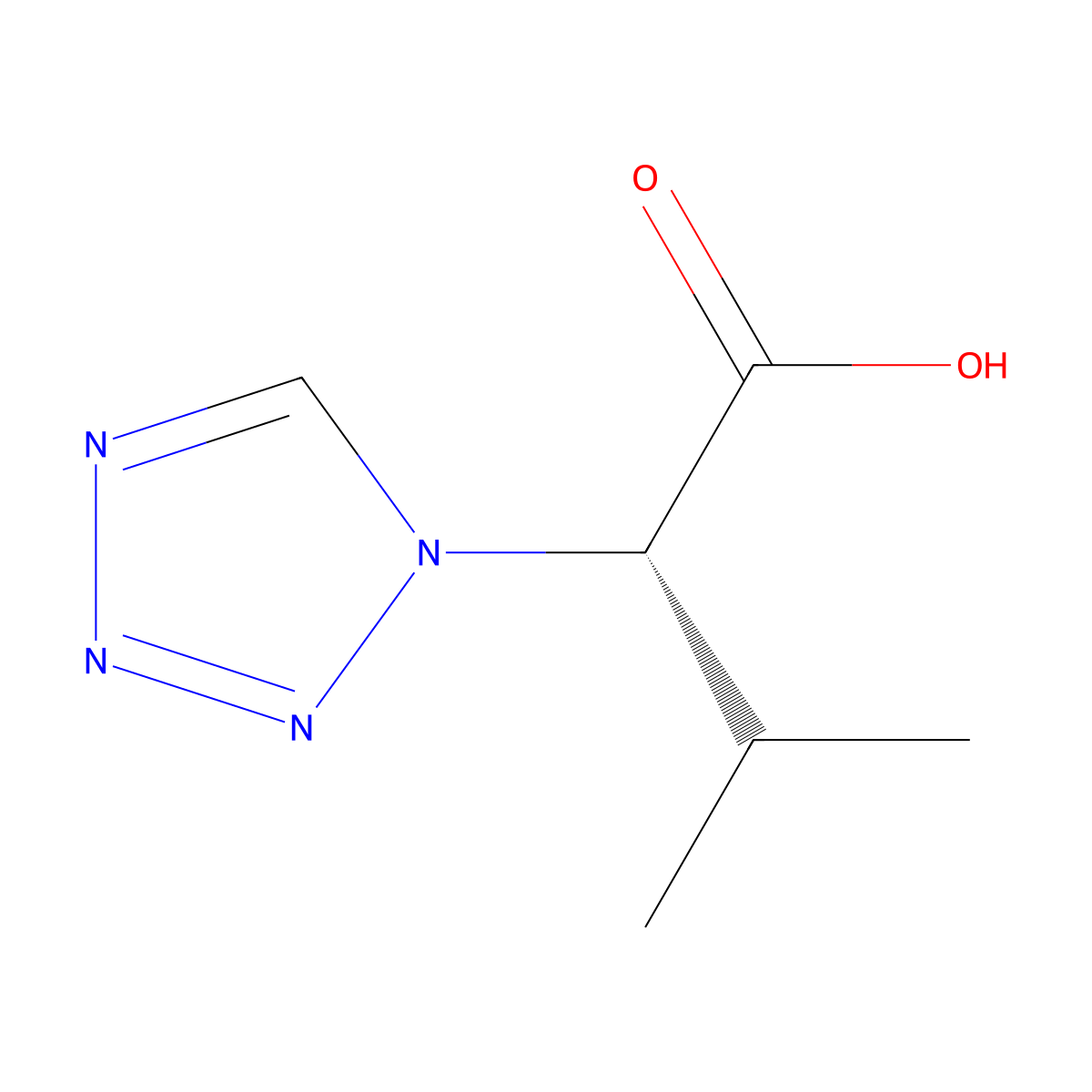 (2S)-3-methyl-2-(1H-1,2,3,4-tetrazol-1-yl)butanoic acid molecular structure, CAS 1218381-05-5