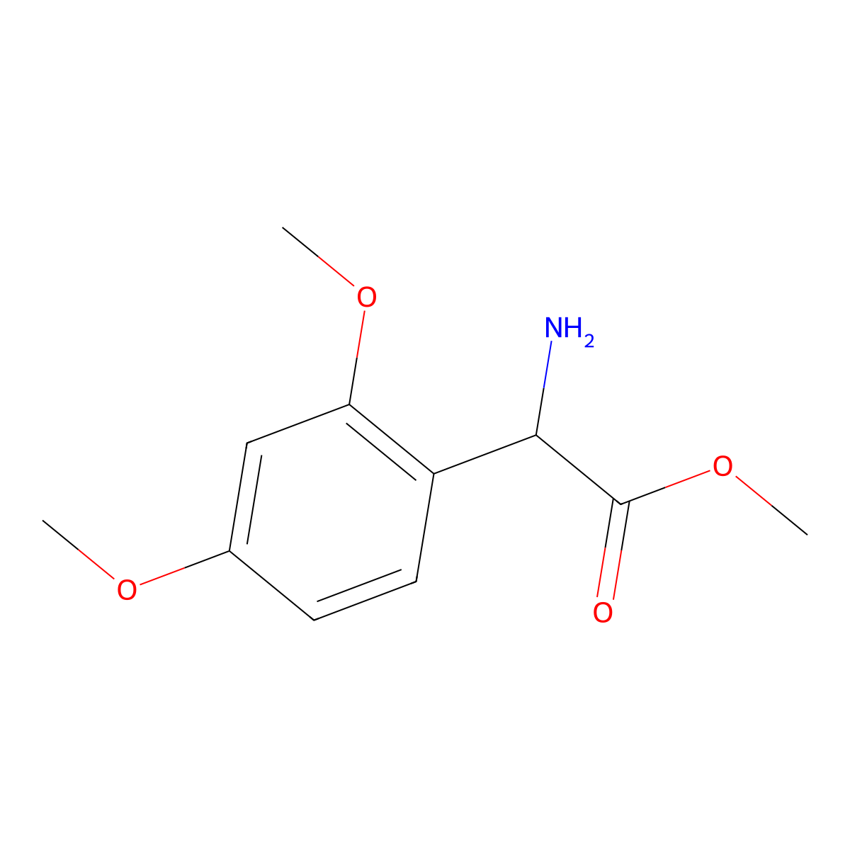 Methyl 2-amino-2-(2,4-dimethoxyphenyl)acetate molecular structure, CAS 1218386-16-3