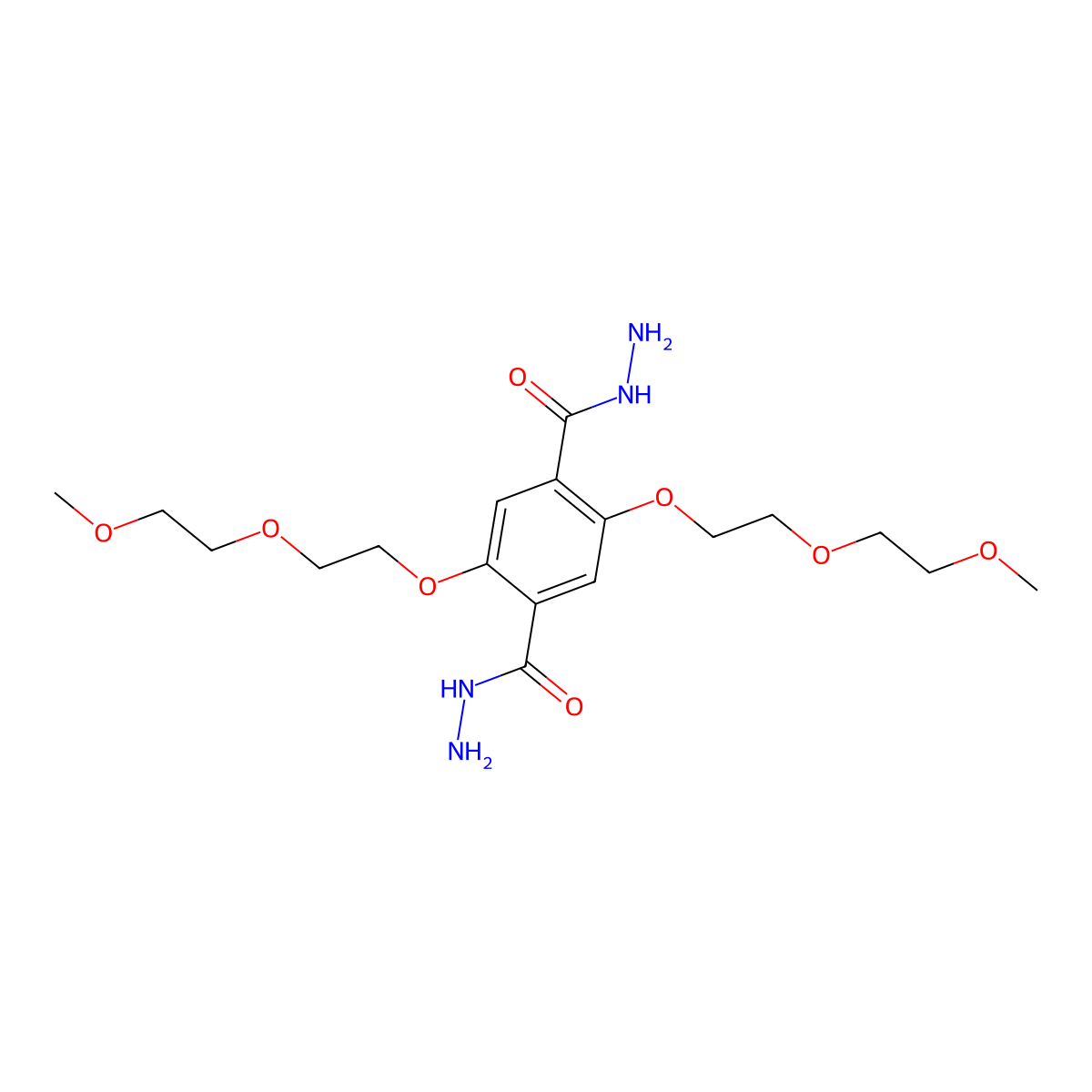2,5-Bis(2-(2-methoxyethoxy)ethoxy)terephthalohydrazide molecular structure, CAS 121839-23-4
