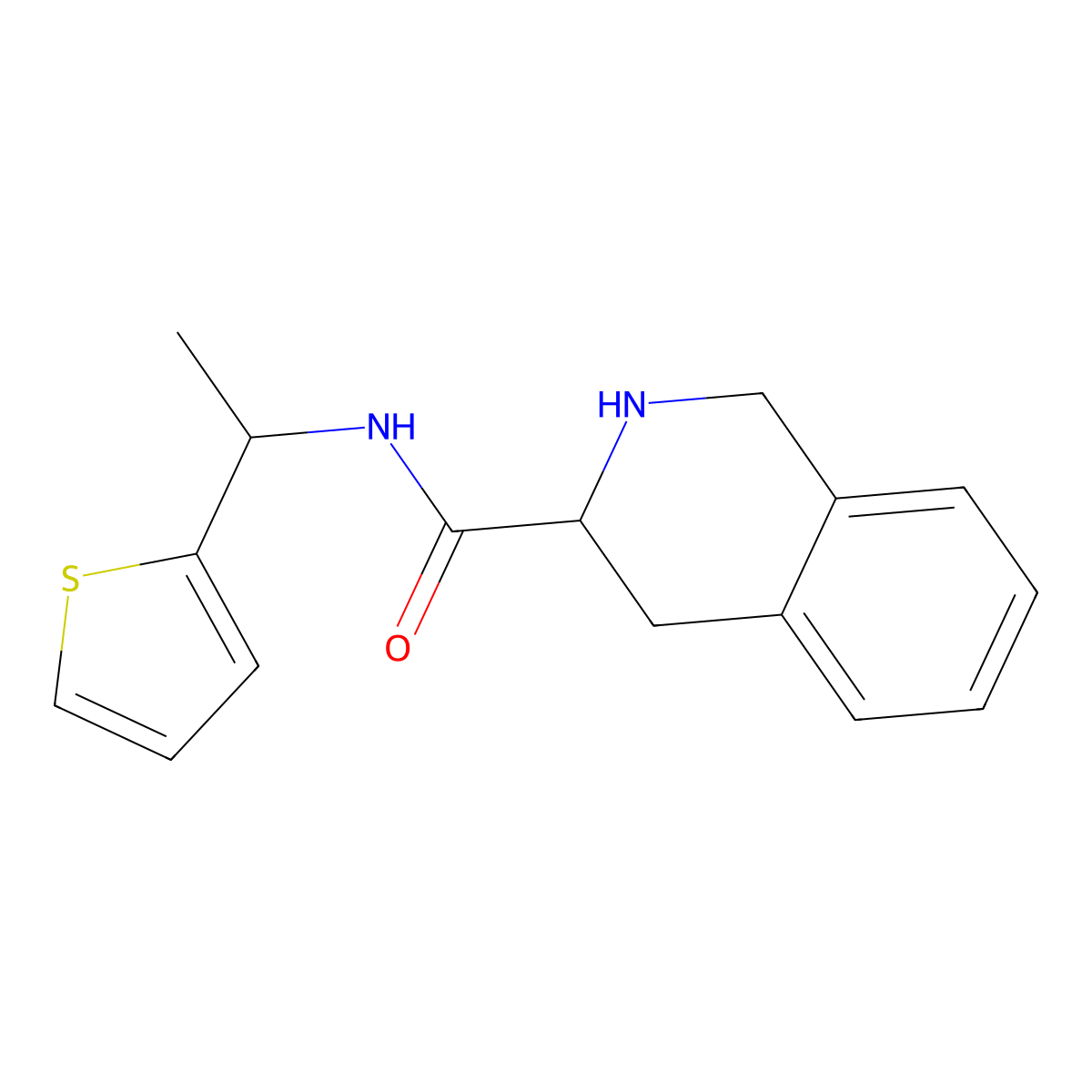 N-[1-(thiophen-2-yl)ethyl]-1,2,3,4-tetrahydroisoquinoline-3-carboxamide molecular structure, CAS 1218403-48-5