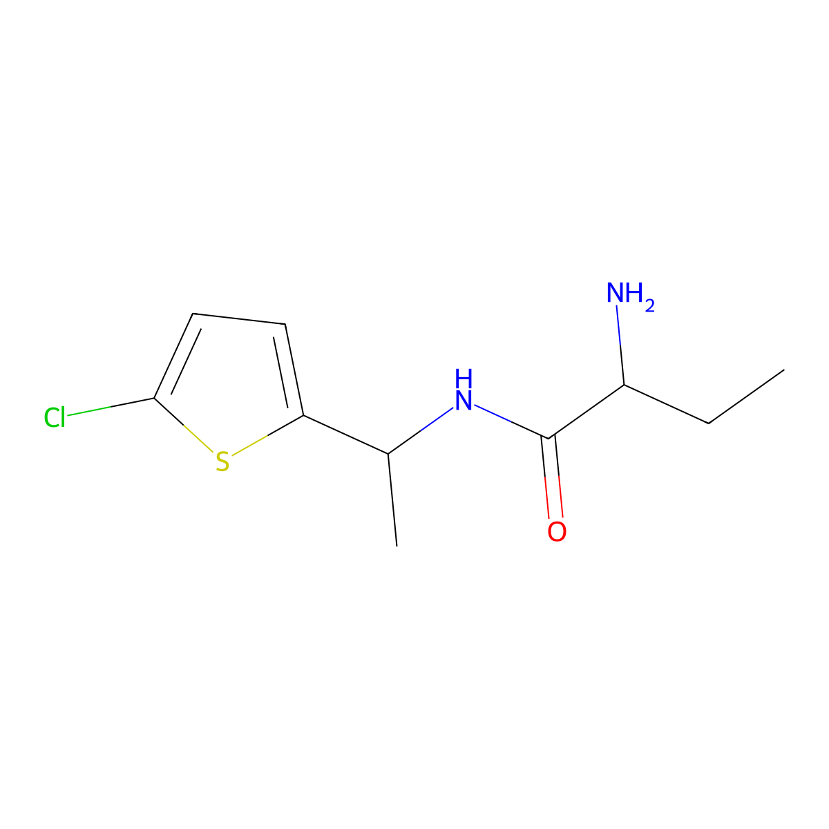 2-amino-N-[1-(5-chlorothiophen-2-yl)ethyl]butanamide molecular structure, CAS 1218406-43-9