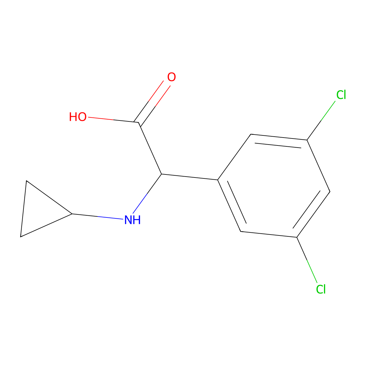 2-(Cyclopropylamino)-2-(3,5-dichlorophenyl)acetic acid molecular structure, CAS 1218410-22-0