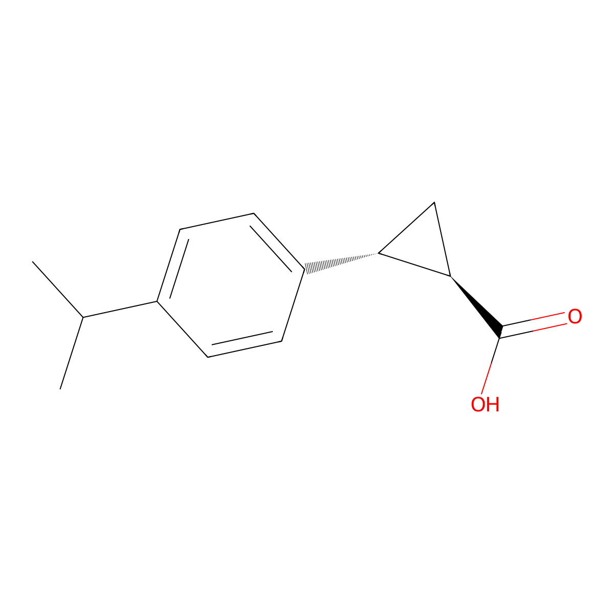 rac-(1R,2R)-2-(4-(propan-2-yl)phenyl)cyclopropane-1-carboxylic acid molecular structure, CAS 1218412-54-4