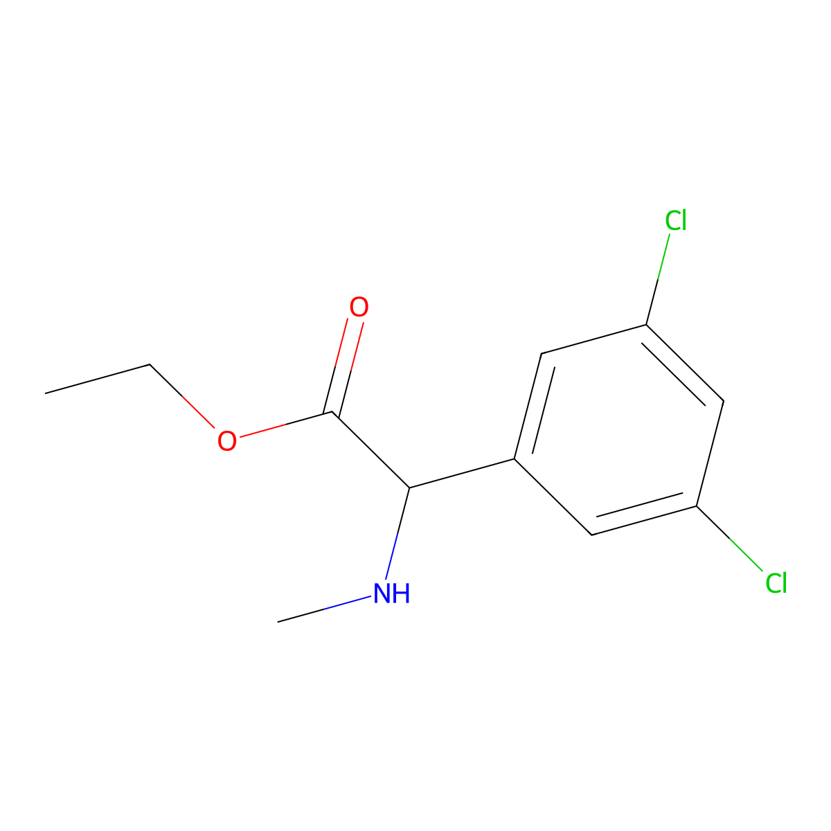 Ethyl 2-(3,5-dichlorophenyl)-2-(methylamino)acetate molecular structure, CAS 1218419-92-1