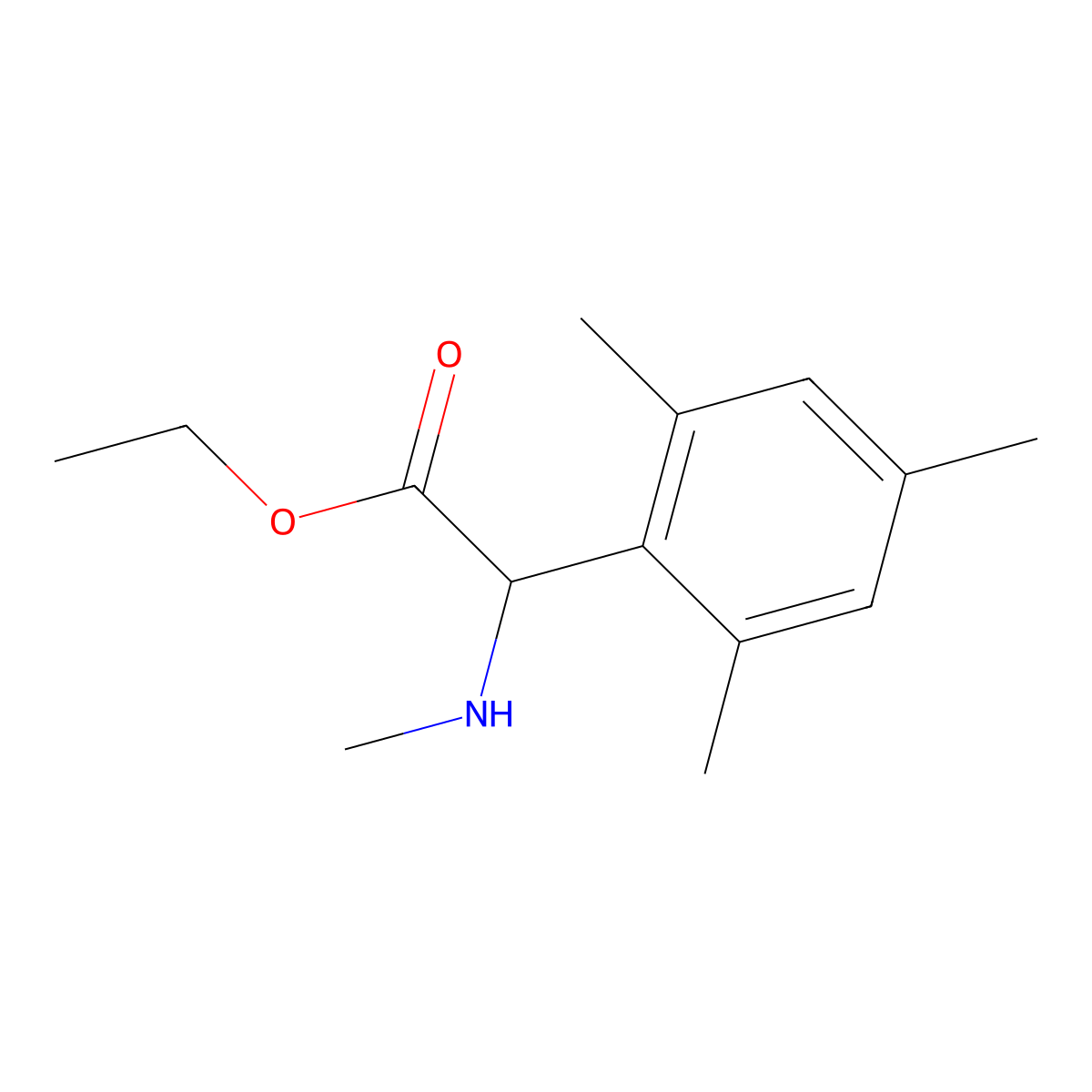 Ethyl 2-mesityl-2-(methylamino)acetate molecular structure, CAS 1218428-24-0