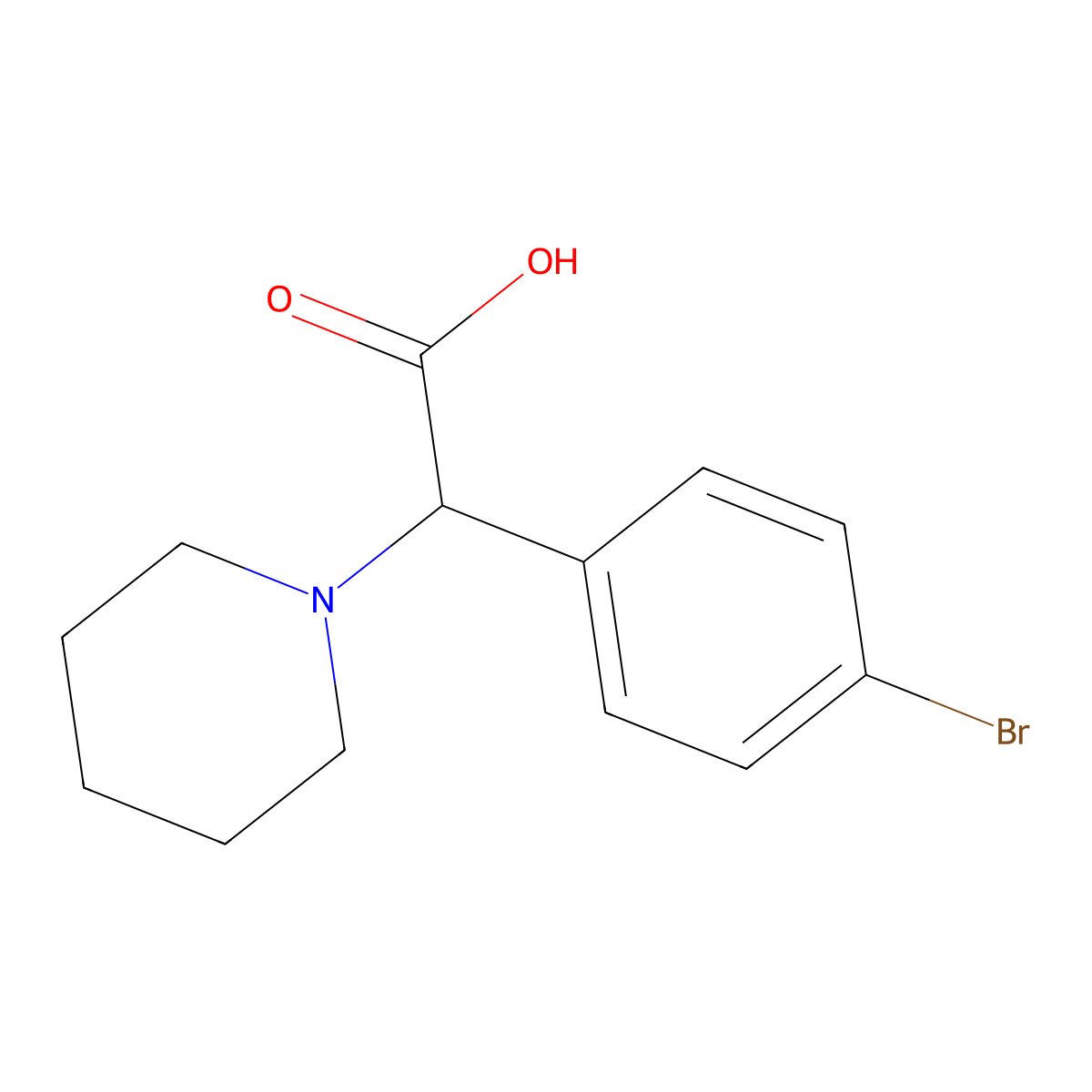 2-(4-Bromophenyl)-2-(piperidin-1-yl)acetic acid molecular structure, CAS 1218430-20-6