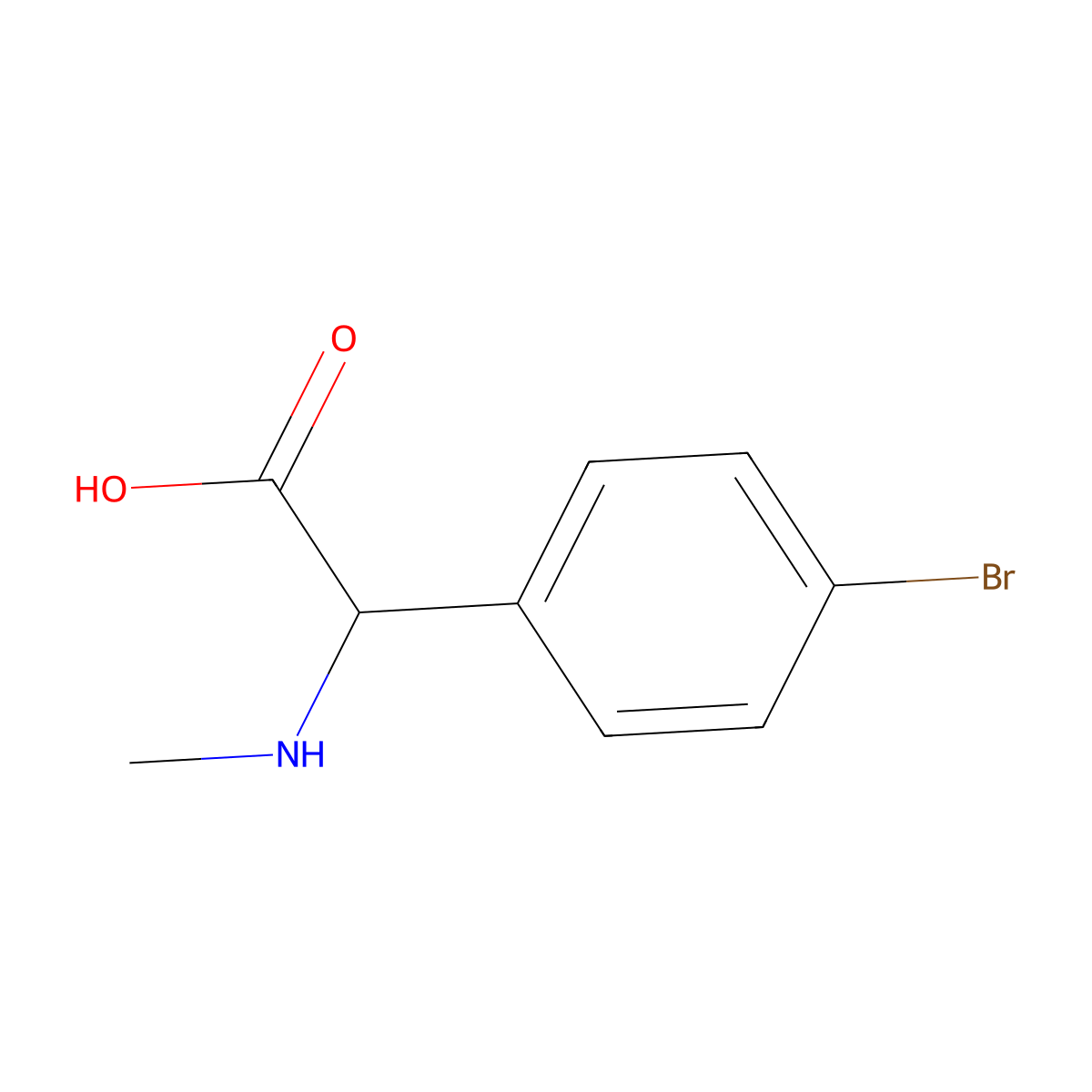 2-(4-Bromophenyl)-2-(methylamino)acetic acid molecular structure, CAS 1218431-50-5