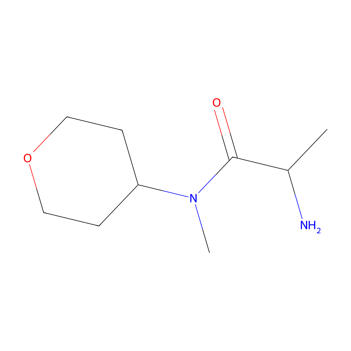 2-amino-N-methyl-N-(oxan-4-yl)propanamide molecular structure, CAS 1218431-58-3