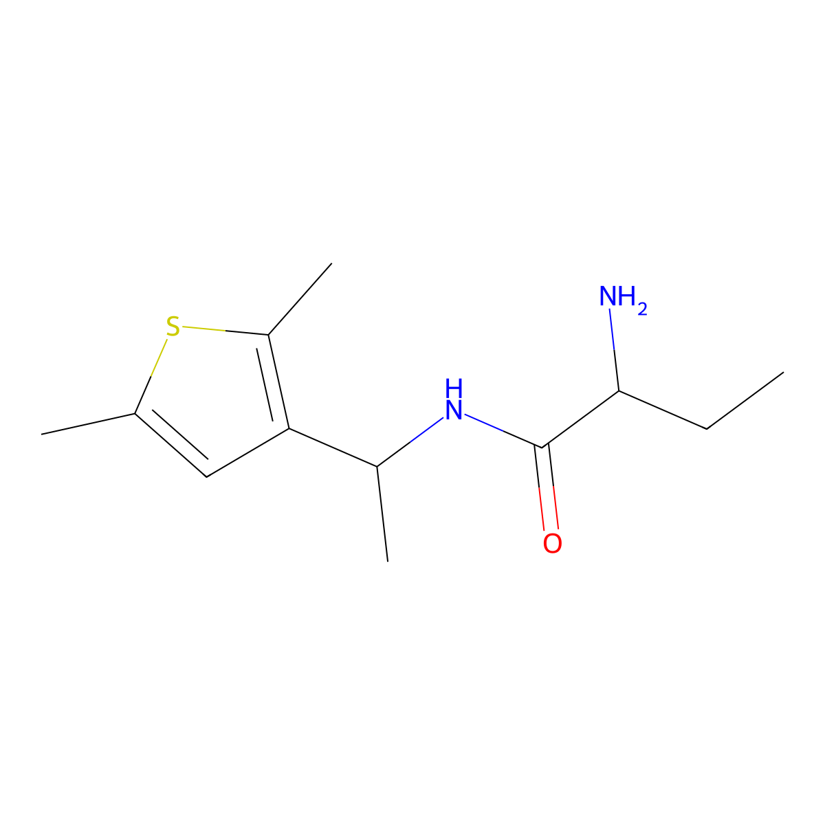 2-amino-N-[1-(2,5-dimethylthiophen-3-yl)ethyl]butanamide molecular structure, CAS 1218434-43-5