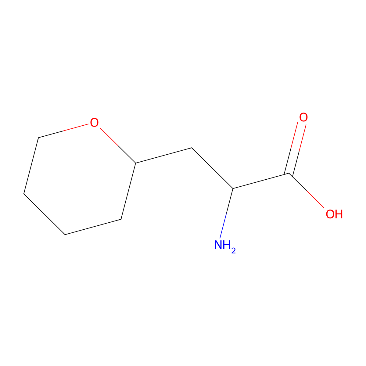 2-Amino-3-(oxan-2-yl)propanoic acid molecular structure, CAS 1218435-53-0